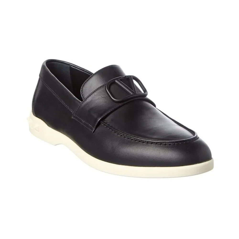 Valentino Vlogo Leather Loafer